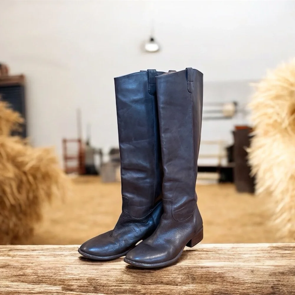 Donald J Pliner Soft Brown Luxury Leather Knee-High Riding Boots ladies 8.5 - Picture 2 of 16